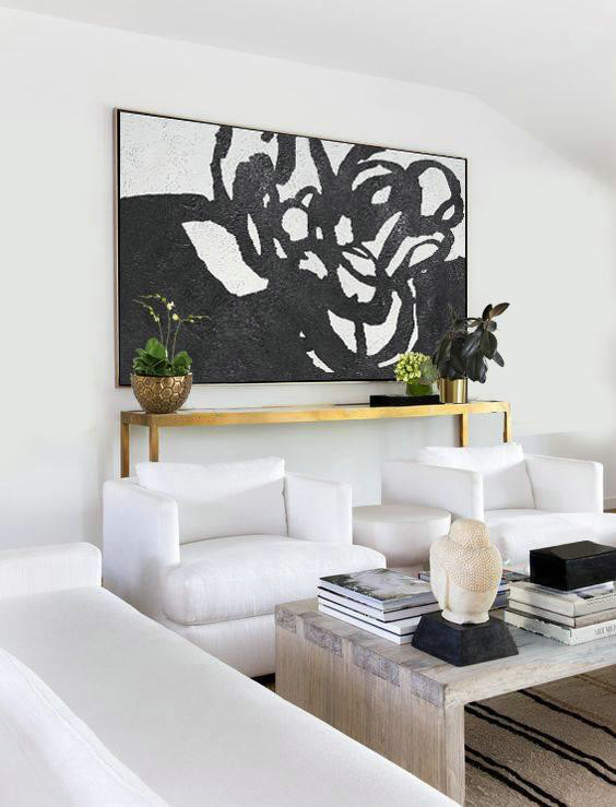 Canvas Wall Art Home Decor,Oversized Horizontal Minimal Art On Canvas - Hand Paint Large Clean Modern Art